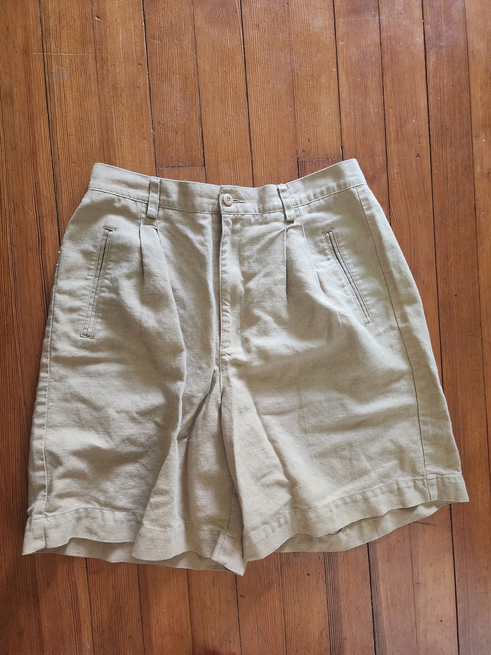 Liz Claiborne Beige/Tan Women's High Waisted Cotton Linen Shorts